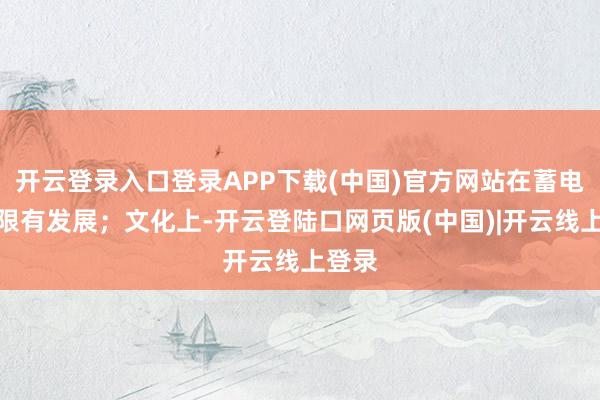开云登录入口登录APP下载(中国)官方网站在蓄电等界限有发展；文化上-开云登陆口网页版(中国)|开云线上登录